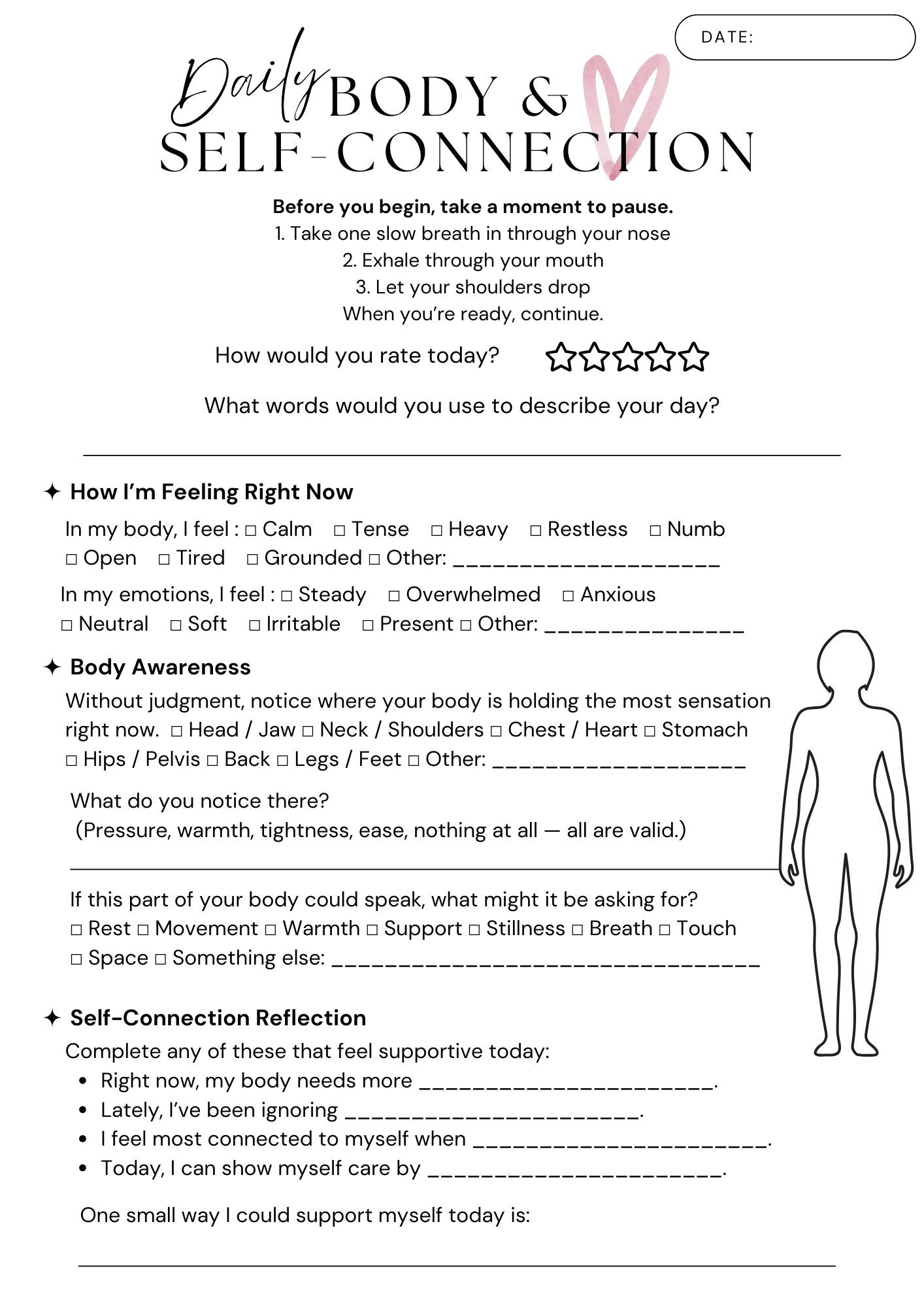 Body & Self-Connection Worksheet